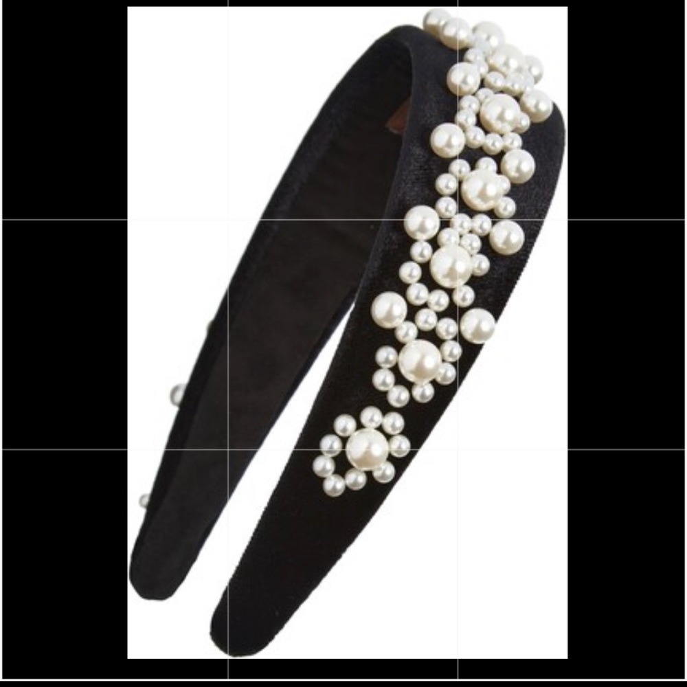 Tasha Faux Pearl Black Headband